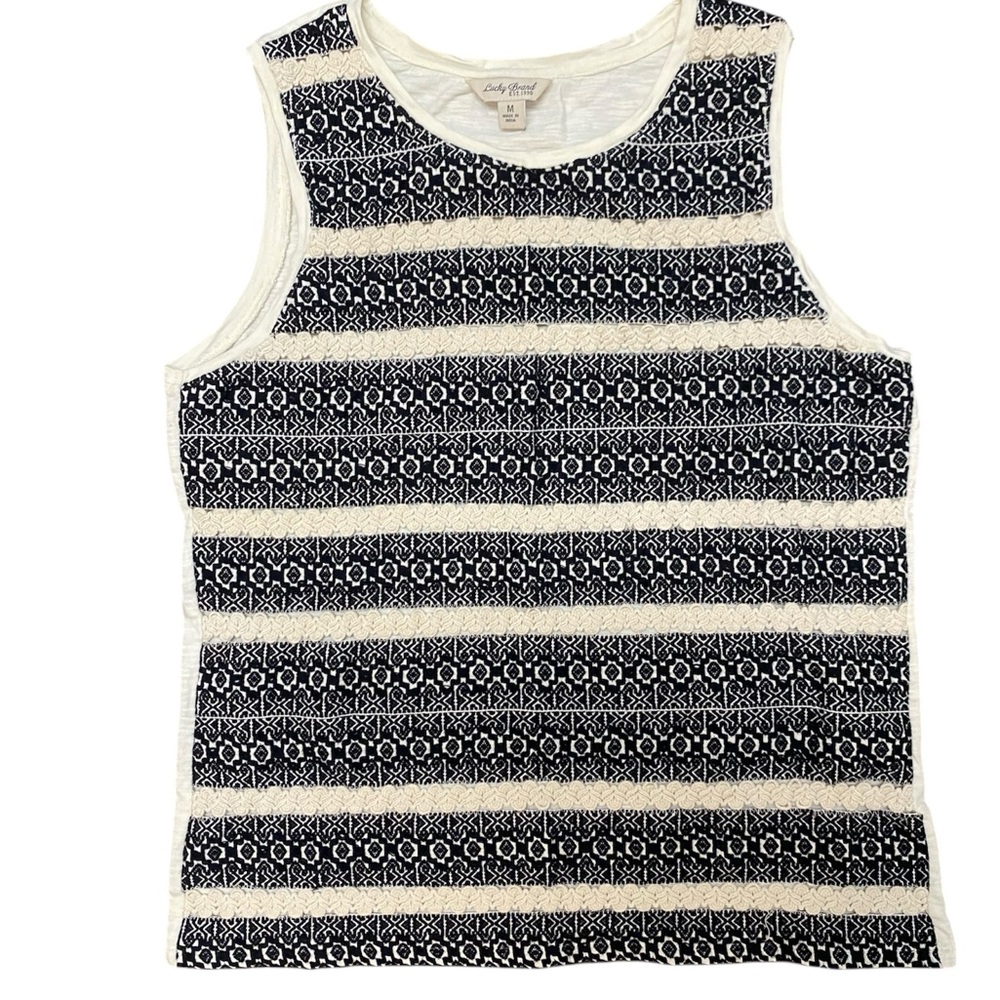 Lucky Brand Black and White Sleeveless Top